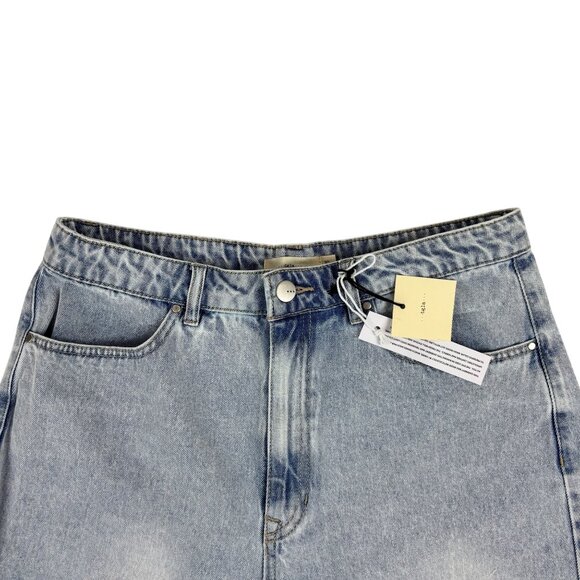 TGLA Denim Shorts Womens Size 30 Light Wash High-Waisted With Fringe Hem - Picture 3 of 9